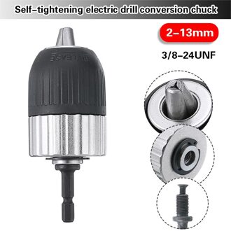 2-13Mm 3/8-24UNF Zelfsluitende Snelspanboorhouder Zelf Draai 4/8 "Boor Chuck Adapter voor Slagmoersleutel Boor Houder