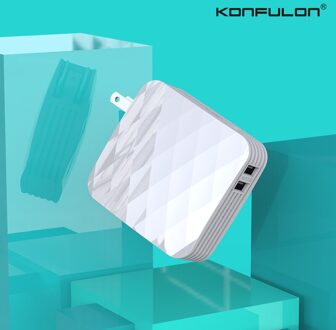 2.1A Snelle Oplader & Power Bank 5000 Mah Power Bank Met Us Uk Eu Plug Wall Charger Dual Usb Power bank Voor Iphone12 wit US plug