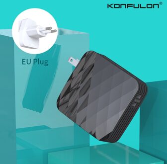 2.1A Snelle Oplader & Power Bank 5000 Mah Power Bank Met Us Uk Eu Plug Wall Charger Dual Usb Power bank Voor Iphone12 zwart EU plug