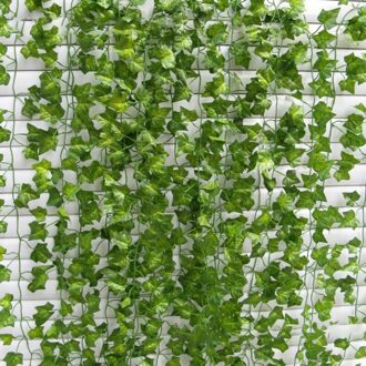 2.2-2.4M Kunstmatige Laat Guirlande Nep Groene Blad Klimop Wijnstok Kunstmatige Planten Muur Opknoping Garland Wedding Party Thuis tuin Decor