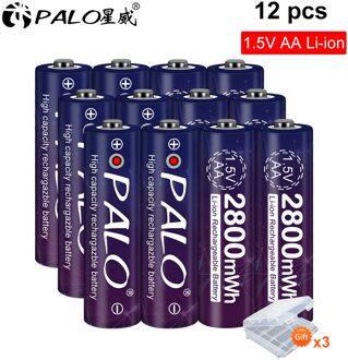 2-24 Pcs 1.5 V Aa Oplaadbare Batterij 2800mwh 1.5 Voltage Li-Ion Lithium Ion Aa 2A Batterijen Led Display 12stk