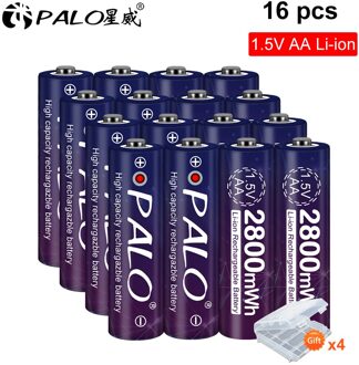 2-24 Pcs 1.5 V Aa Oplaadbare Batterij 2800mwh 1.5 Voltage Li-Ion Lithium Ion Aa 2A Batterijen Led Display 16stk