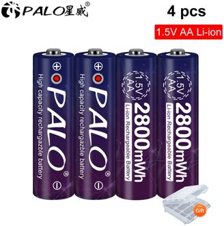 2-24 Pcs 1.5 V Aa Oplaadbare Batterij 2800mwh 1.5 Voltage Li-Ion Lithium Ion Aa 2A Batterijen Led Display 4stk