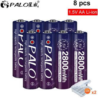 2-24 Pcs 1.5 V Aa Oplaadbare Batterij 2800mwh 1.5 Voltage Li-Ion Lithium Ion Aa 2A Batterijen Led Display 8stk
