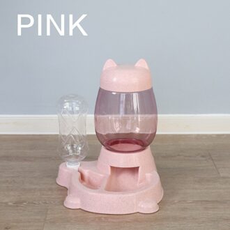 2.2L Pet Hond Kat Automatische Feeder Hond Kat Drinken Kom Voedsel Water Dispenser Grote Capaciteit Katten Voeden Container Levert Roze