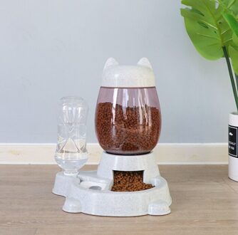 2.2L Pet Hond Kat Automatische Feeder Kom Voor Honden Drinken Water 528Ml Fles Kitten Bowls Trage Voedsel Voeden Container levert Premium grijs