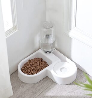 2.2L Pet Hond Kat Automatische Feeder Kom Voor Honden Drinken Water 528Ml Fles Kitten Bowls Trage Voedsel Voeden Container levert wit