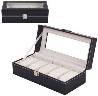 2/3/4/5/6/10/12 Grids Watch Box Lederen Horloge Case Houder Organizer Opslag doos Quartz Horloges Sieraden Dozen Display Beste Cadeau 5 rooster Watch doos