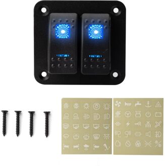 2 3 4 5 6 8 Gang Led Rocker Switch Panel Met Voltmeter 4.2A Dual Usb Rocker Stijl Fast Charger voor Auto Marine Boot Waterdicht 2 Gang blauw