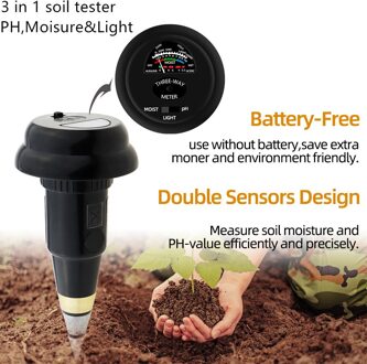 2/3/4/5 In 1 Bodem Ph Meter Vocht Monitor Zonlicht Intensiteit Temp Tester Bodem Water ph Lichte Meter Tuin Test Tool Voor Planten 3 in 1