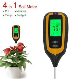 2/3/4/5 In 1 Bodem Ph Meter Vocht Monitor Zonlicht Intensiteit Temp Tester Bodem Water ph Lichte Meter Tuin Test Tool Voor Planten 4 in 1 Soil Tester
