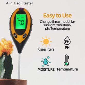 2/3/4/5 In 1 Bodem Ph Meter Vocht Monitor Zonlicht Intensiteit Temp Tester Bodem Water ph Lichte Meter Tuin Test Tool Voor Planten 4 in 1