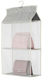 2/3/4 Lagen Handtas Opknoping Organisator Opknoping Kledingkast Organizer 3-Dimensionale Opslag Opknoping Tas Handtas Organisator Voor Closet Beige-2 layers