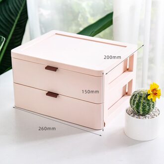 2/3/4 Tiers Kantoor Desktop Organizer Lade Badkamer Accessoires Opbergdoos Nordic Masker Cosmetische Make-Up Rack Jewlery Organizer 2 roze