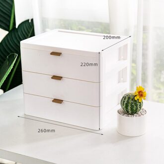 2/3/4 Tiers Kantoor Desktop Organizer Lade Badkamer Accessoires Opbergdoos Nordic Masker Cosmetische Make-Up Rack Jewlery Organizer 3 wit