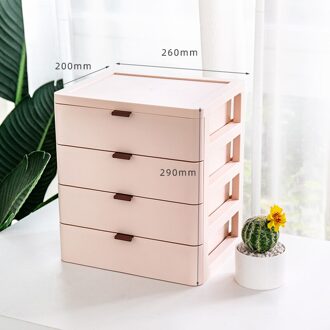 2/3/4 Tiers Kantoor Desktop Organizer Lade Badkamer Accessoires Opbergdoos Nordic Masker Cosmetische Make-Up Rack Jewlery Organizer 4 roze