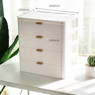 2/3/4 Tiers Kantoor Desktop Organizer Lade Badkamer Accessoires Opbergdoos Nordic Masker Cosmetische Make-Up Rack Jewlery Organizer 4 wit