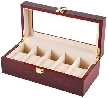2/3/5/6/10/12 Slots Horloge Opbergdoos Met Rood Zwart Houten Glas Case Armband display Kist Horloges Houder Kist 2. YY11880705