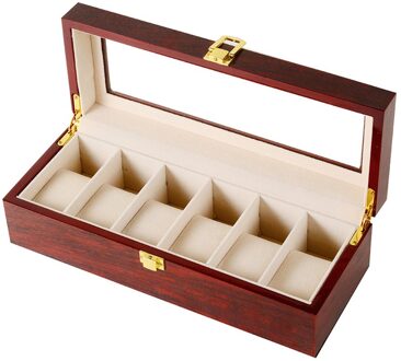 2/3/5/6/10/12 Slots Horloge Opbergdoos Met Rood Zwart Houten Glas Case Armband display Kist Horloges Houder Kist 2. YY11880706