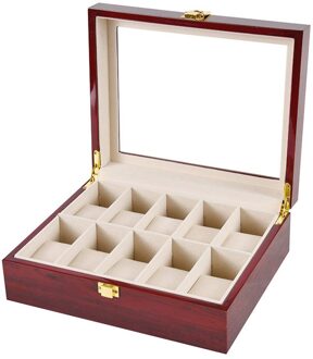 2/3/5/6/10/12 Slots Horloge Opbergdoos Met Rood Zwart Houten Glas Case Armband display Kist Horloges Houder Kist 2. YY11880708