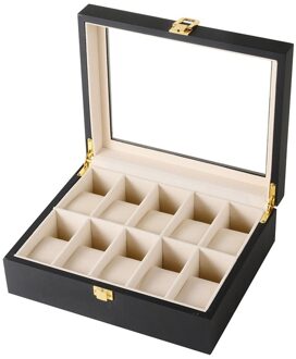 2/3/5/6/10/12 Slots Horloge Opbergdoos Met Rood Zwart Houten Glas Case Armband display Kist Horloges Houder Kist 2. YY11880711