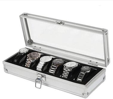 2/3/6 Grid Horloge Dozen Hout Aluminium Lederen Horloge Doos Handgemaakte Acryl Top Suede Kussen Horloge Sieraden Collectie Display case ZG666500