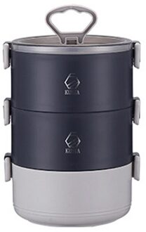 2-3 Lagen Hoogwaardige Dikker 304 Rvs Lunchbox Draagbare Thermo Isolatie Bento Geval Voedsel Opslag Container blauw-3 Layers