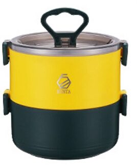 2-3 Lagen Hoogwaardige Dikker 304 Rvs Lunchbox Draagbare Thermo Isolatie Bento Geval Voedsel Opslag Container geel-2Layers