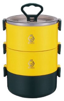 2-3 Lagen Hoogwaardige Dikker 304 Rvs Lunchbox Draagbare Thermo Isolatie Bento Geval Voedsel Opslag Container geel -3 Layers
