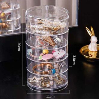 2/3 Lagen Roterende Sieraden Opbergdoos Make Organisator Transparante Armband Oorbellen Plastic Display Rack Sieraden Stofdicht 10.5x12.3cm