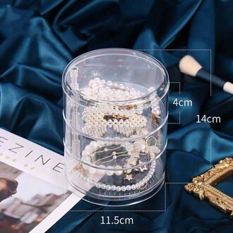 2/3 Lagen Roterende Sieraden Opbergdoos Make Organisator Transparante Armband Oorbellen Plastic Display Rack Sieraden Stofdicht 10.5x13.6cm