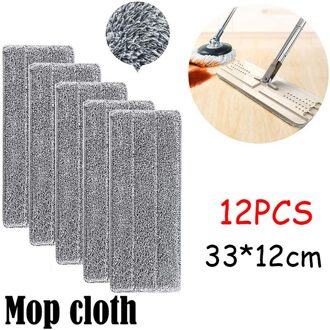 2/4/6/8/10/12Pcs Wasbare Duurzaam Vervanging Microfiber Pads Stof Push Mop doek Voor Platte Squeeze Mop 33X12CM Schone Doek 12stk