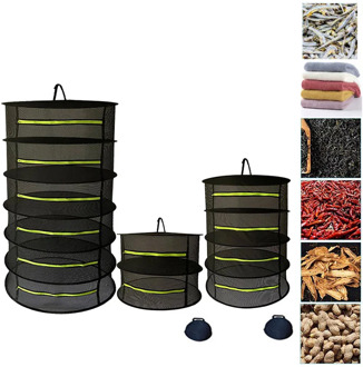 2/4/6 Layers Herb Drying Mesh Net Foldable fishing hanging dryer bags Fabric hangplant Nets Rack Zipper Net For Herbs Buds Beans