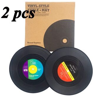 2/4/6 Pcs Milieu Plastic Vinyl Record Tafel Placemats Eenvoudige En Creatieve Mok Coaster Hittebestendig Cup Onderzetters matten 2stk