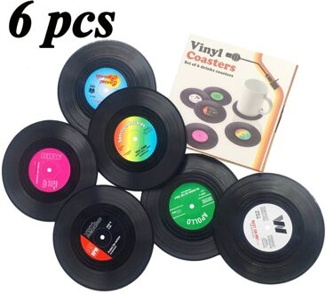 2/4/6 Pcs Milieu Plastic Vinyl Record Tafel Placemats Eenvoudige En Creatieve Mok Coaster Hittebestendig Cup Onderzetters matten 6stk