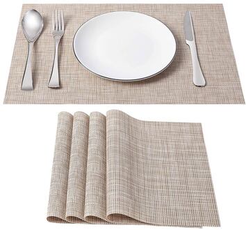 2/4/6 Pcs Milieubescherming Placemat Pvc Voedsel Isolatie Pad Rechthoekige Eenvoudige Tafel Mat Coaster Kom Mat