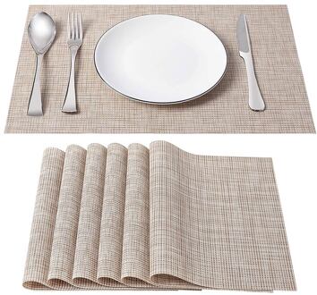 2/4/6 Pcs Milieubescherming Placemat Pvc Voedsel Isolatie Pad Rechthoekige Eenvoudige Tafel Mat Coaster Kom Mat