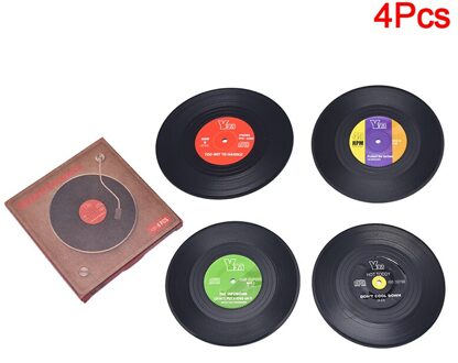 2/4/6Pcs Retro Vinyl Onderzetters Drankjes Tafel Cup Mat Cd Record Spinning Matten Tafel Decoratie Keuken tools Home Decor 4stk