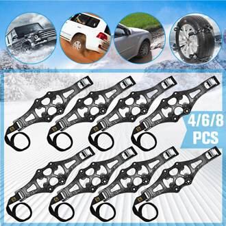 2/4/8/10PC Black Winter Car Tire Snow Adjustable Anti-skid Safety Double Snap Skid Wheel TPU Chains For Truck 2stk