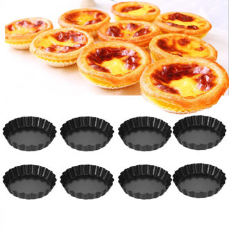 2/4/8 Pcs Non-stick Tart Quiche Flan Pan Mallen Pie Pizza Cakevorm Verwijderbare Losse Bodem Gecanneleerd zware Pizza Pan Bakvormen 8 stk