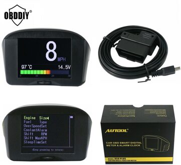 2.4 ''AUTOOL Multifunctionele Auto OBD Smart Digitale meter & Alarm foutcode Water temperatuurmeter spanning snelheid meter display