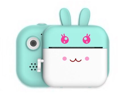 2.4 Inch 1080P Met 16Gb Geheugenkaart Instant Print 2MP Hd Digitale Camera Video + Fotopapier Xmas otg Voor Kids blauw konijn