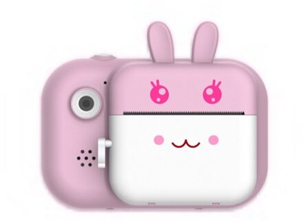 2.4 Inch 1080P Met 16Gb Geheugenkaart Instant Print 2MP Hd Digitale Camera Video + Fotopapier Xmas otg Voor Kids roze konijn