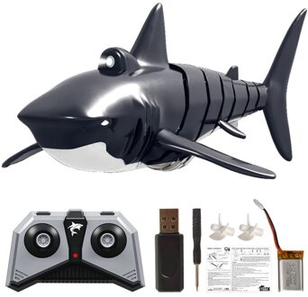 2.4G 4CH Rc Black Shark Met Led Licht Waterdicht Oplaadbare Model Elektrische Radio Rc Dieren Vis Boot Speelgoed Voor jongens 10 Jaar