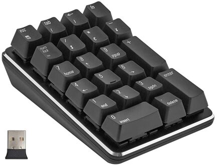 2.4G Draadloze Mechanische Numeriek Toetsenbord Rode Schakelaar Gaming Toetsenbord 21 Toetsen Draagbare Toetsenbord Extended Layout Black