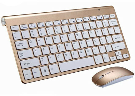 2.4G Draadloze Toetsenbord Muis Combo-Set Bluetooth 3.0 Slanke Draadloze Toetsenbord (Willekeurige Muis Kleur) voor Laptop Mac Desktop Pc Goud