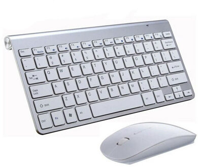 2.4G Draadloze Toetsenbord Muis Combo-Set Bluetooth 3.0 Slanke Draadloze Toetsenbord (Willekeurige Muis Kleur) voor Laptop Mac Desktop Pc Zilver