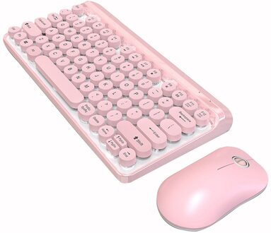 2.4G Draadloze Toetsenbord Muis Handleiding Draadloze Multimedia Toetsenbord Voor Pc Professionele Gaming Toetsenbord Muizen Set Voor Pc roze