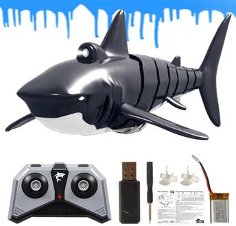 2.4G Highly Gesimuleerde Afstandsbediening Haai Boot Speelgoed Usb Opladen Voor Zwembad Badkamer Funny Speelgoed Rc Speelgoed zwart