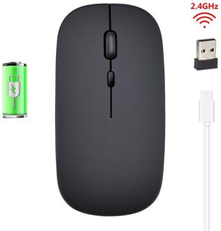 2.4G Optische Draadloze Oplaadbare Opladen Ultradunne Stille Mute Muis Notebook Muizen Voor Pc Laptop Thuiskantoor gebruik zwart